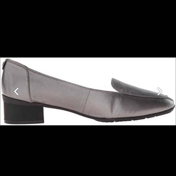 NIB $90R Anne Klein Daneen Leather Loafer 8.5 Pewter 1-1/2” Heel Rubber Sole - Picture 5 of 10